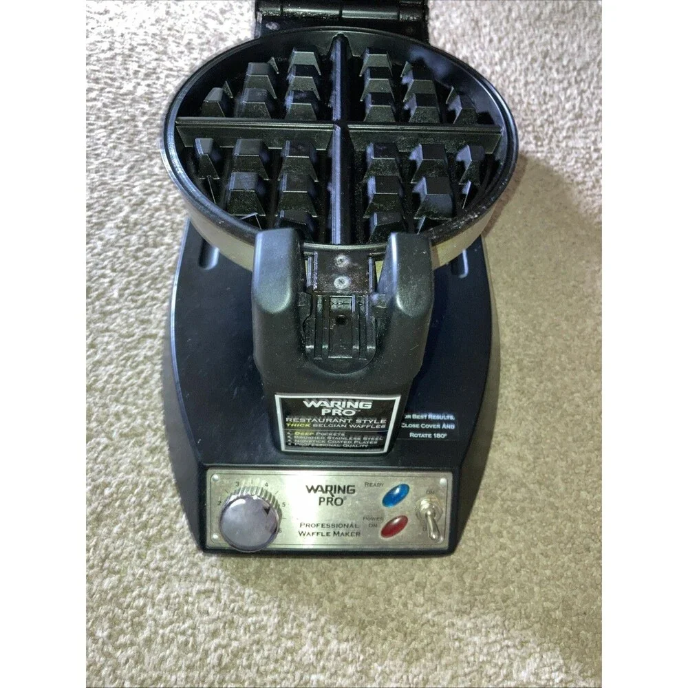 Waring Pro Belgian Waffle Maker Professional WWM400 Series Iron Stainless Black